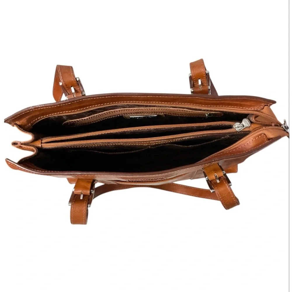 Italian Cognac Brown Leather Tote Bag